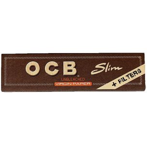 OCB Unbleached Virgin Paper Slim +Tips 32er