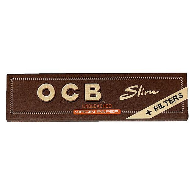 OCB Unbleached Virgin Paper Slim +Tips 1er