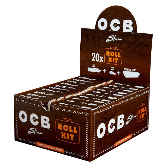 OCB Unbleached Slim Virgin Paper Roll Kit