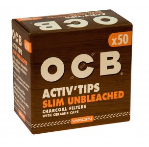 OCB Activ Tips Slim Unbleached 10er Pack